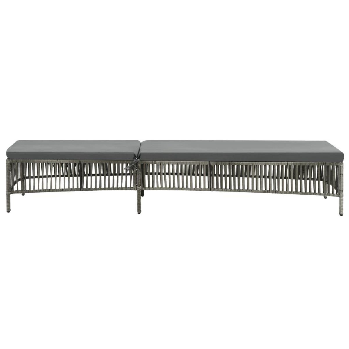 VIDAXL Chaise longue avec coussin Resine tressee Gris