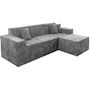 Voir la diapositive 4 : Habitat et Jardin Canapé droit modulable avec ottoman en tissu texturé  Lusso  - 4 places - Gris