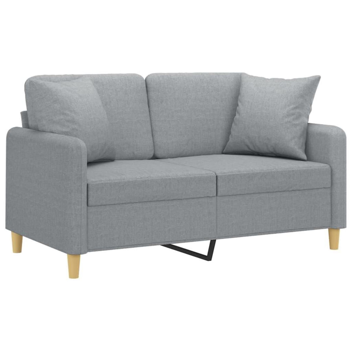 VIDAXL Canape 2 places avec oreillers gris clair 120 cm tissu