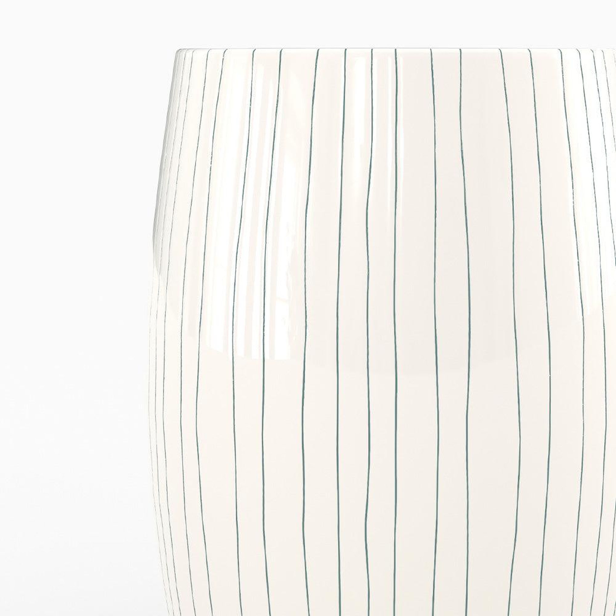 Voir la diapositive 3 : MAISON PAVANE Table d'appoint ronde en métal blanc rayé d26 cm-nello