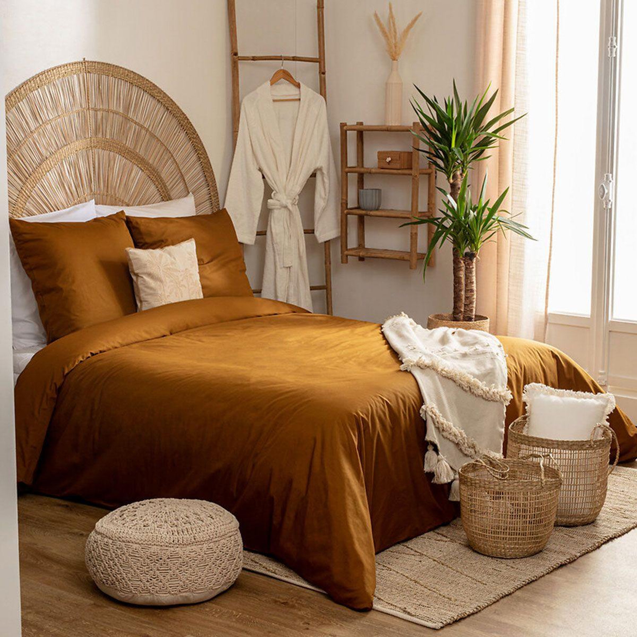ATMOSPHERA Parure de lit 3 pièces  percale  260x240cm mordoré