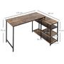 Voir la diapositive 3 : HOMCOM Bureau informatique design industriel bureau d'angle 3 étagères aspect vieux bois métal noir