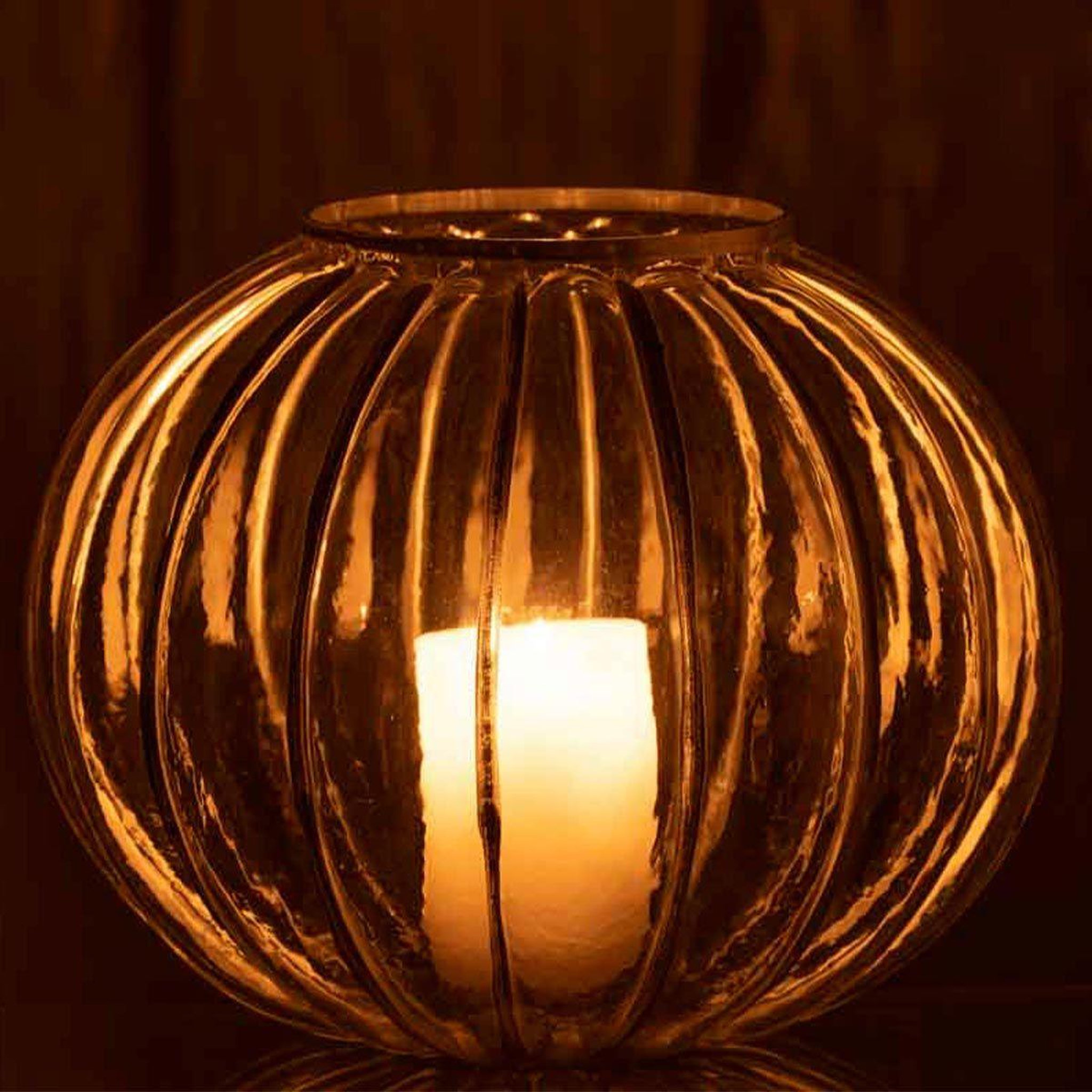 Voir la diapositive 3 : J-LINE Photophore en Verre  Boule  29cm Argent