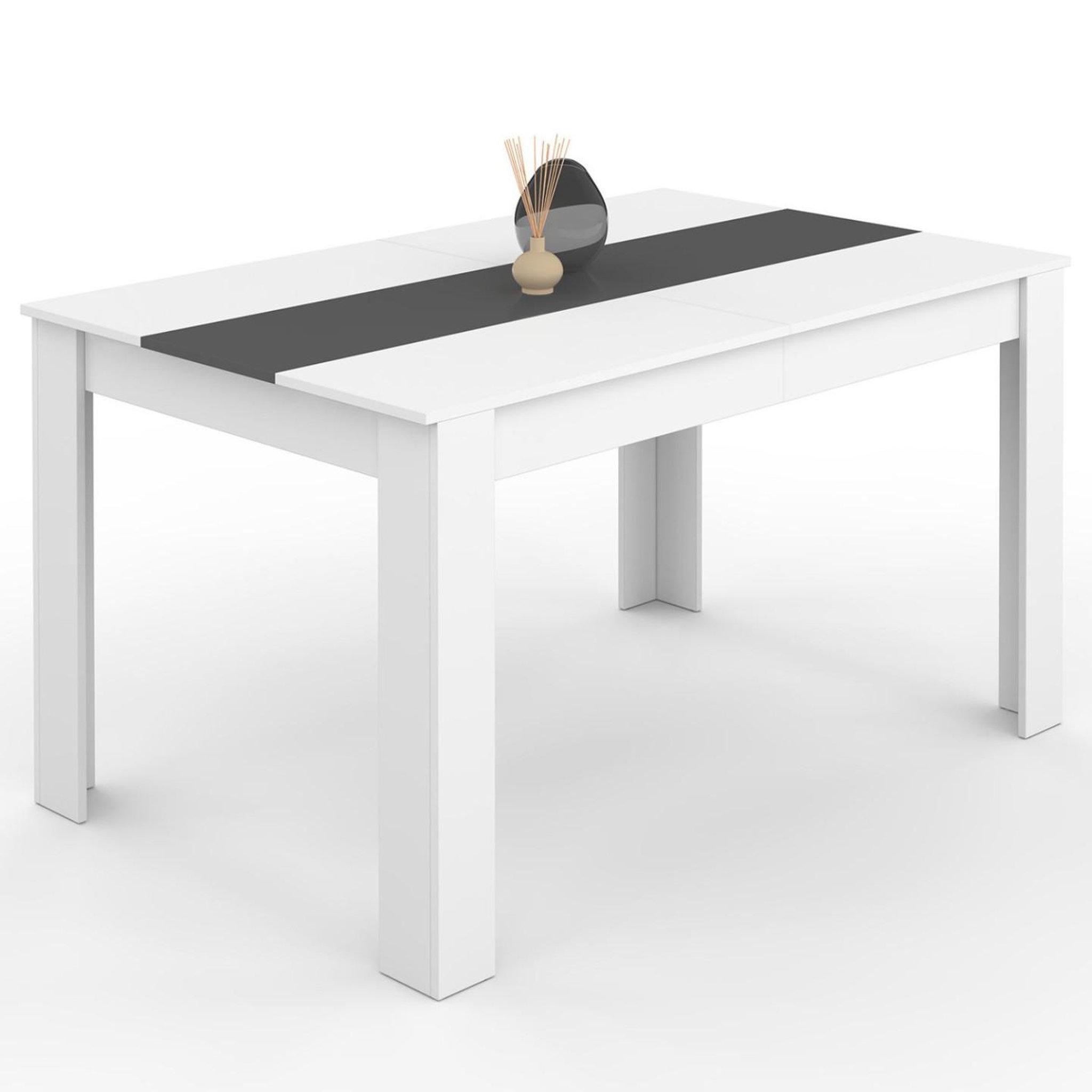 ID MARKET Table à manger rectangle georgia 6 personnes blanche et grise 140 x 80 cm