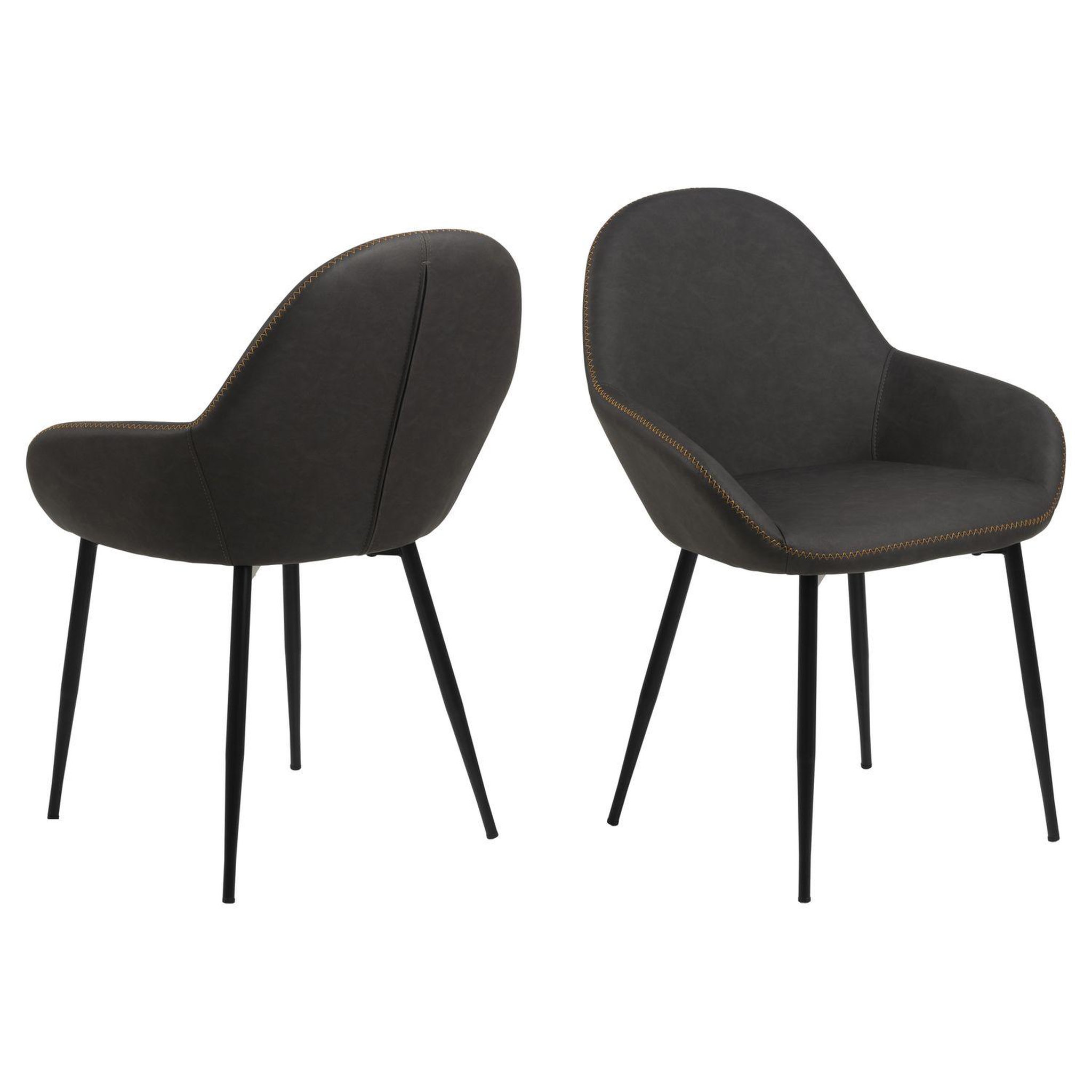 TOILINUX Lot de 2 Chaises de salle à manger Candice avec accoudoirs. Coloris disponibles : Noir, Orange