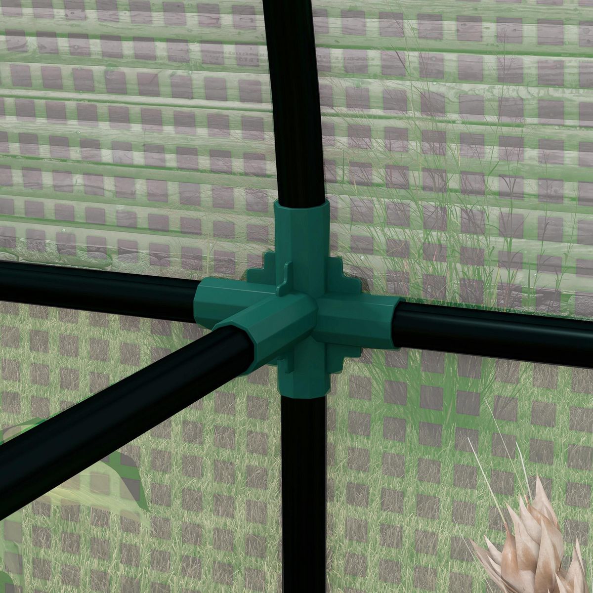 OUTSUNNY Serre de jardin 1,8 m² - 2 portes zippées 4 fenêtres - acier PE vert