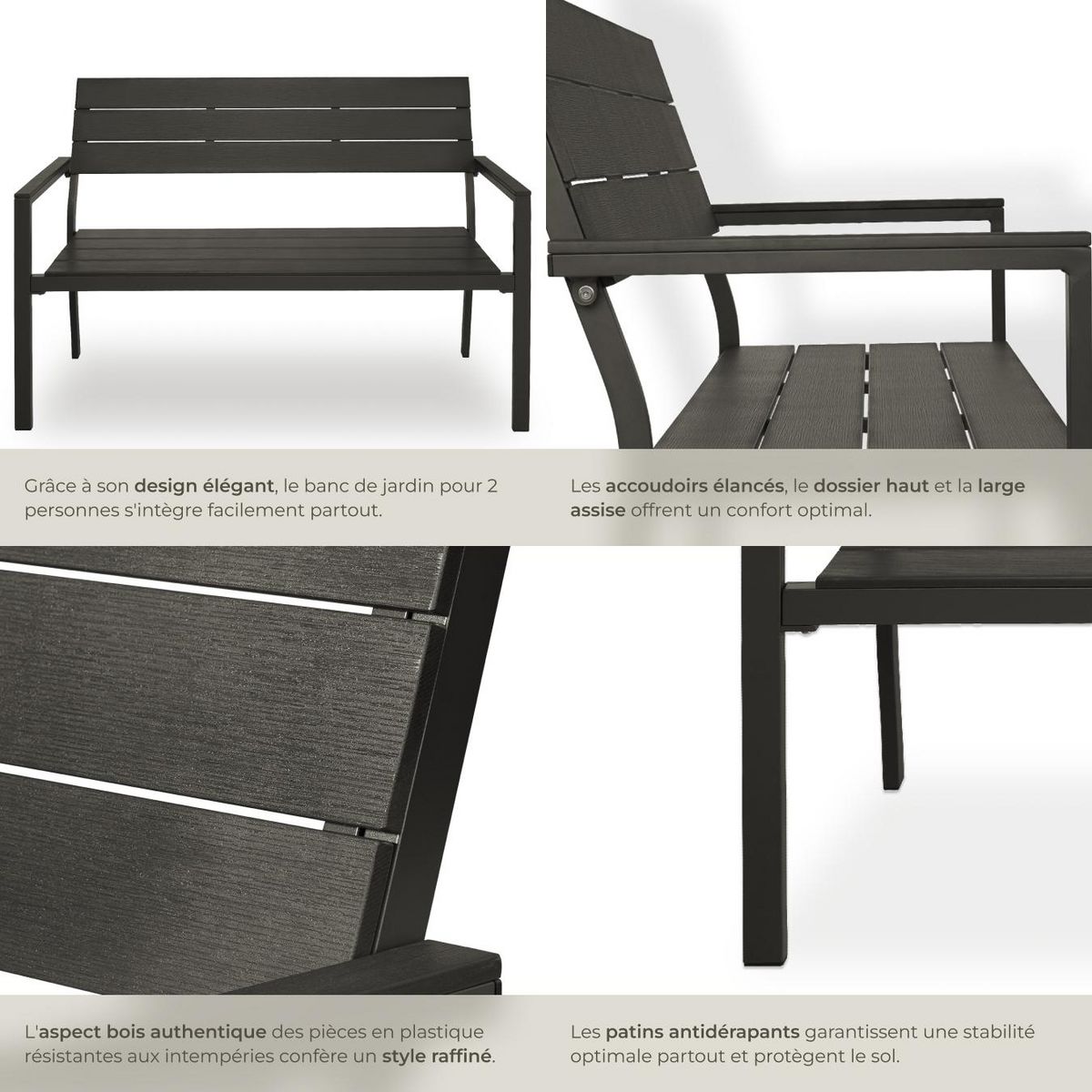 tectake Banc de jardin 2 places