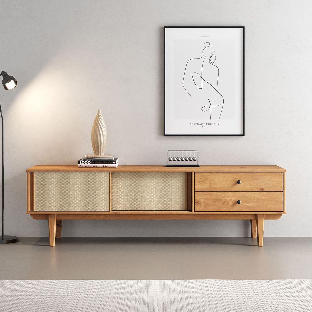 IDIMEX Meuble TV SIMONA L 175 cm en bois massif