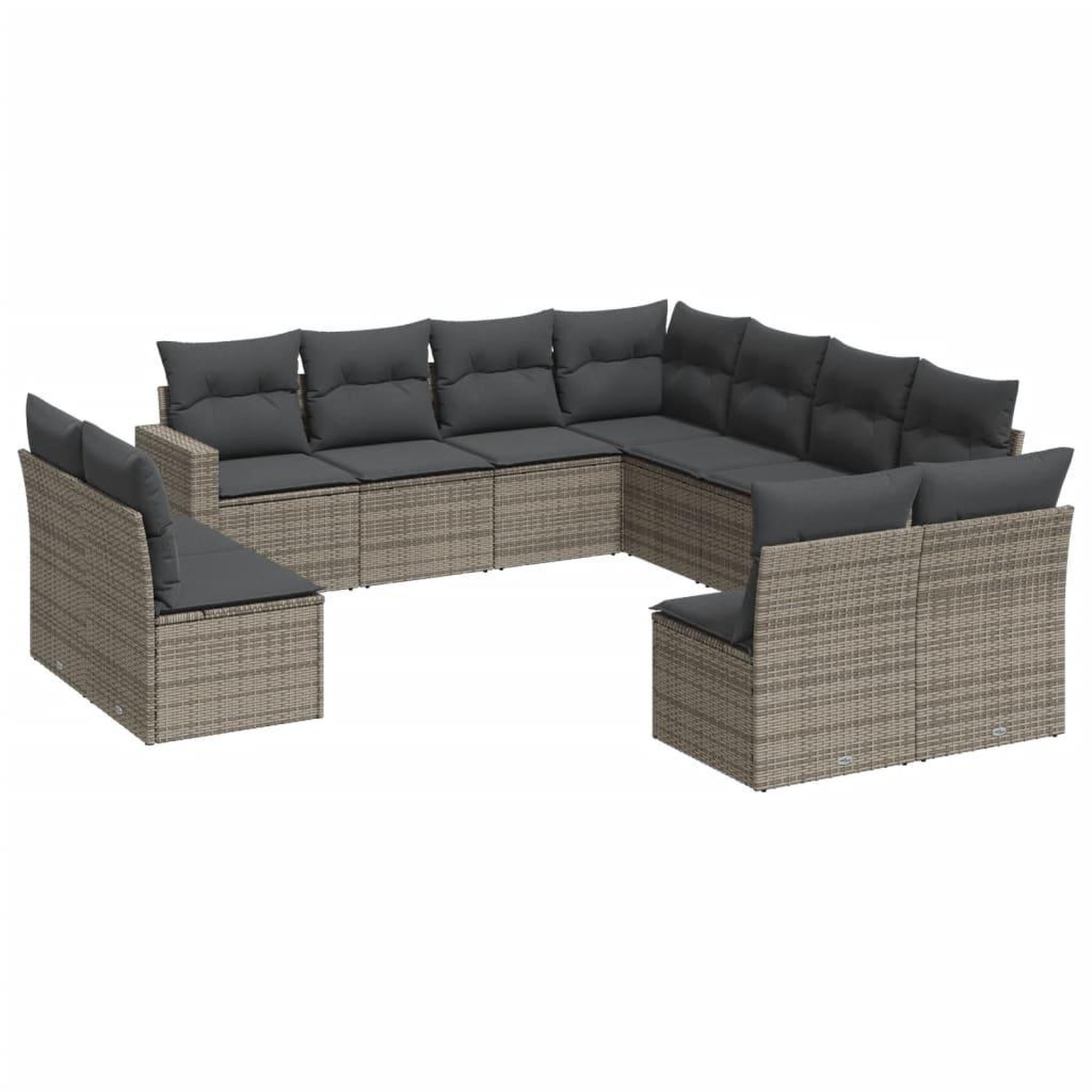 Voir la diapositive 2 : VIDAXL Salon de jardin 11 pcs avec coussins gris resine tressee