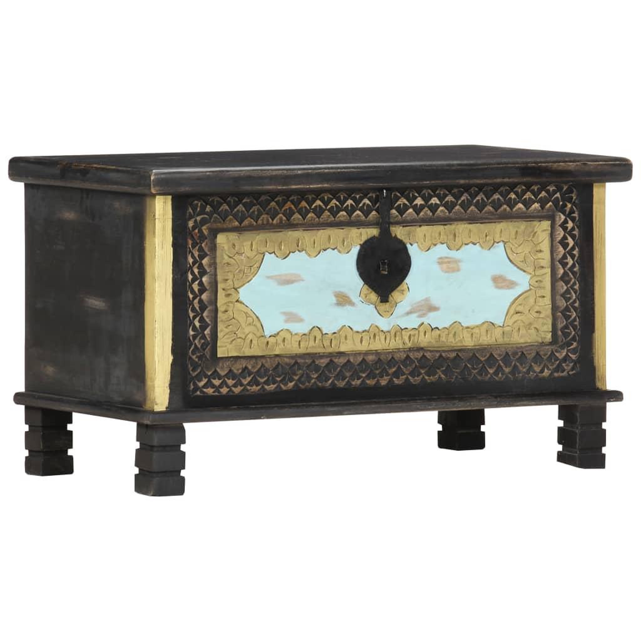 VIDAXL Coffre de rangement Noir 80x40x45 cm Bois de manguier massif