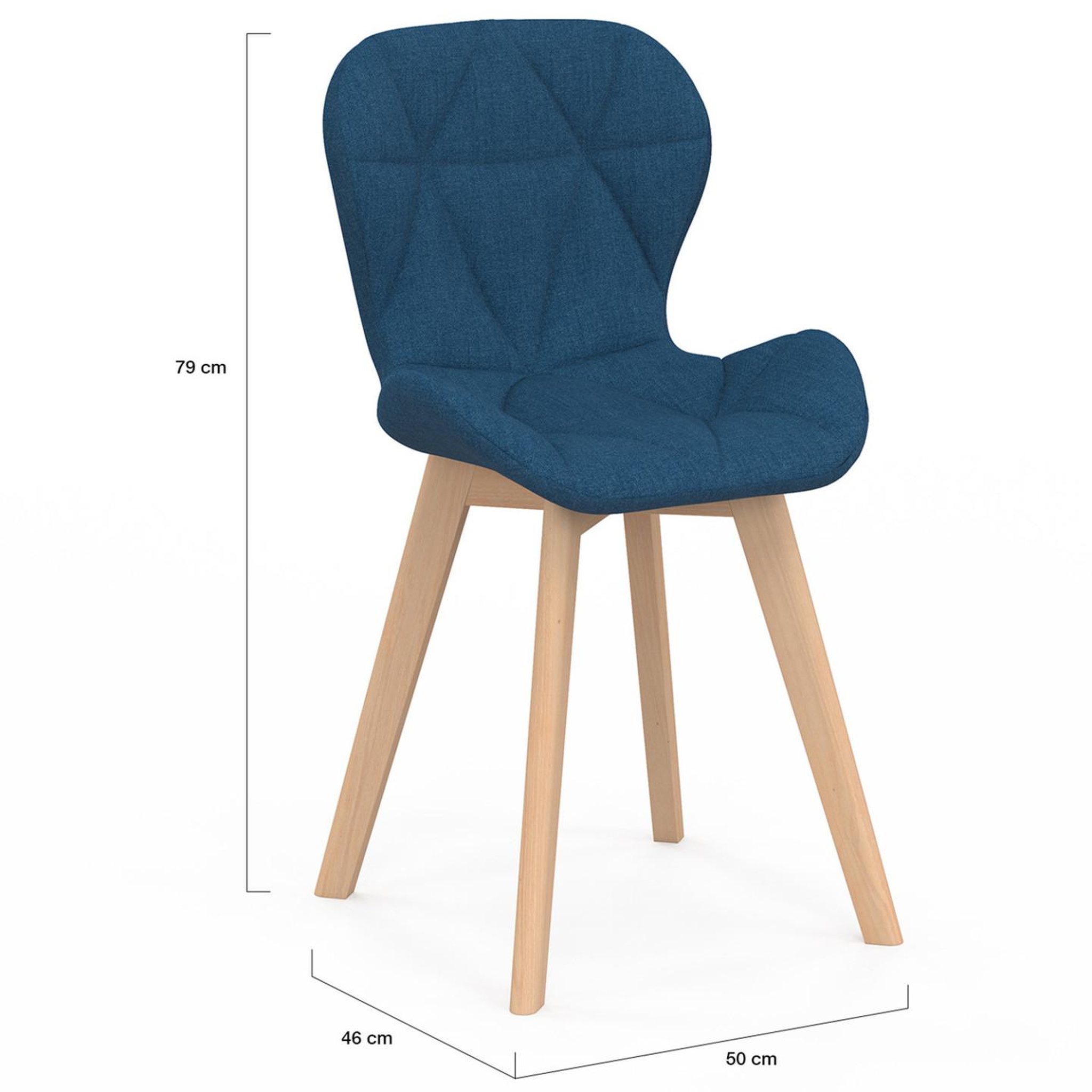 Voir la diapositive 5 : ID MARKET Lot de 6 chaises robine en tissu bleu canard pour salle à manger