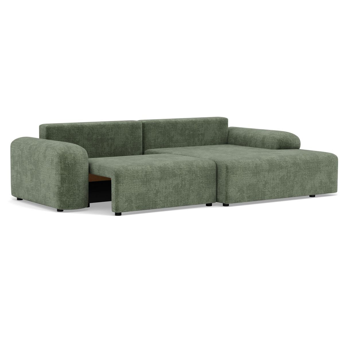 BEST MOBILIER Rebecca - canapé d'angle droit 4 places convertible avec coffre en velours texturé