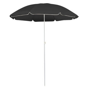 Parasol Demi-ronde Jardin 180x90 Cm - Tissu Polyester Anti-UV, Mât Acier - VidaXL - Noir