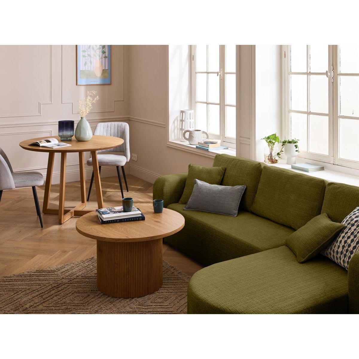 BEST MOBILIER Miro - canapé d'angle réversible - 4 places - convertible avec coffre - en velours texturé