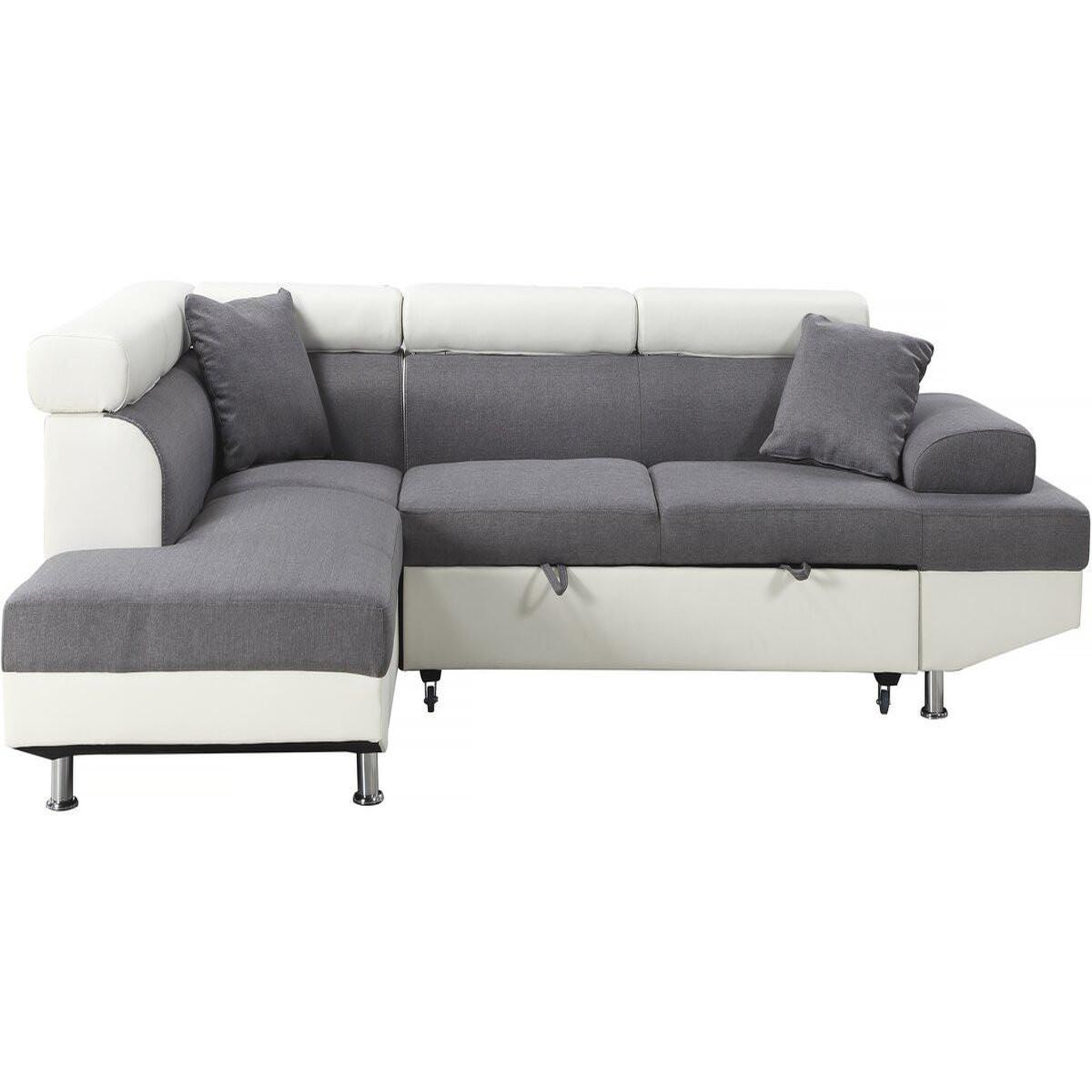 Voir la diapositive 1 : Habitat et Jardin Canapé d'angle convertible  Sophia luxe  - 265 x 190.5 x 80/91 cm - Blanc / Gris - 5 places - Angle gauche