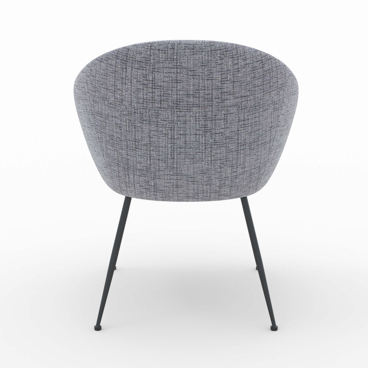 Rendez vous déco Fauteuil en tissu blanc chiné et pieds en métal noir - Socky