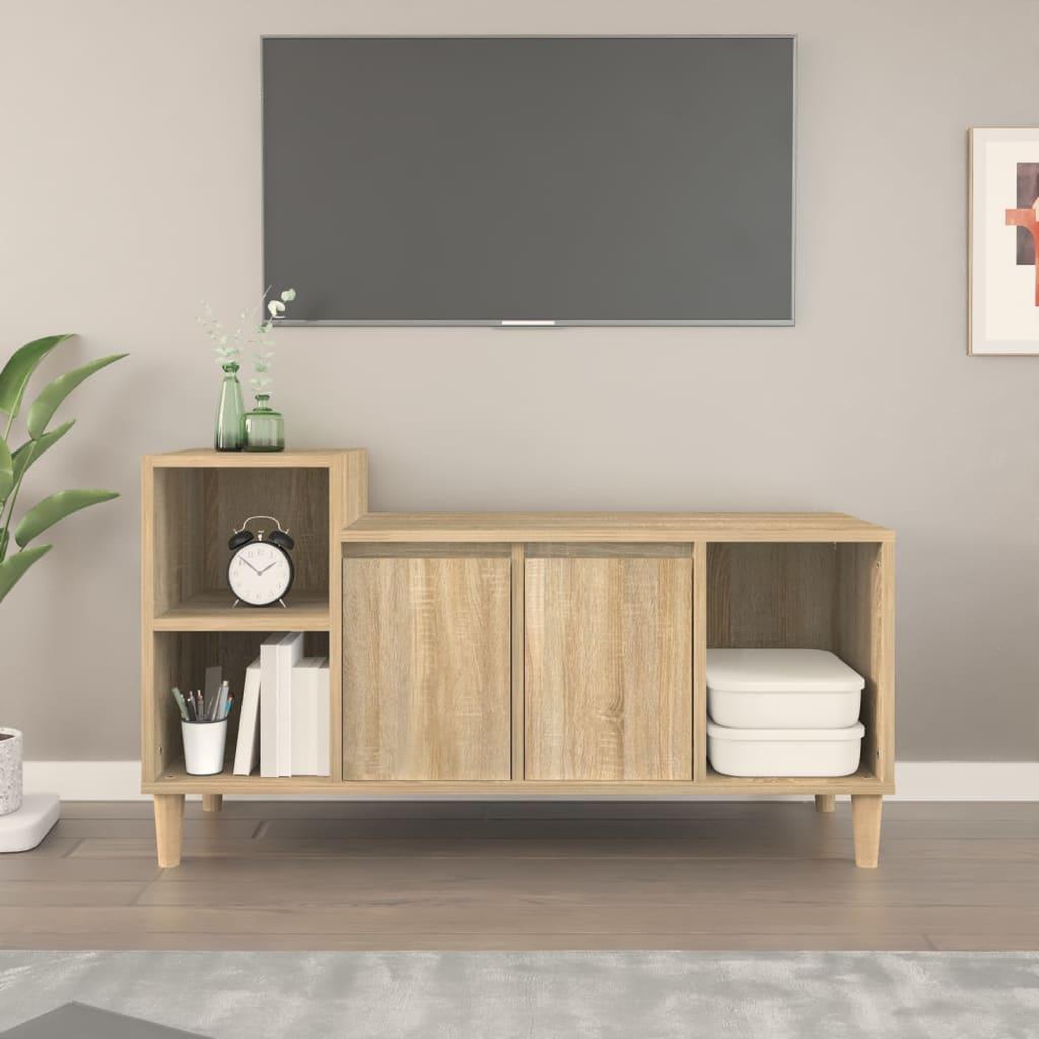 Voir la diapositive 1 : VIDAXL Meuble TV Chene sonoma 100x35x55 cm Bois d'ingenierie