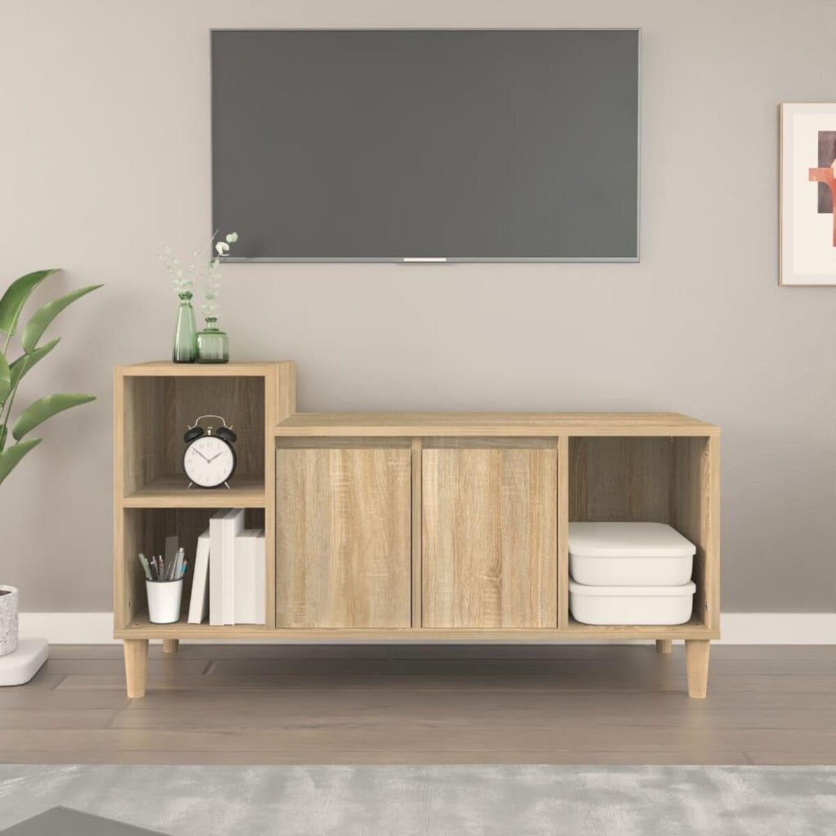 VIDAXL Meuble TV Chene sonoma 100x35x55 cm Bois d'ingenierie