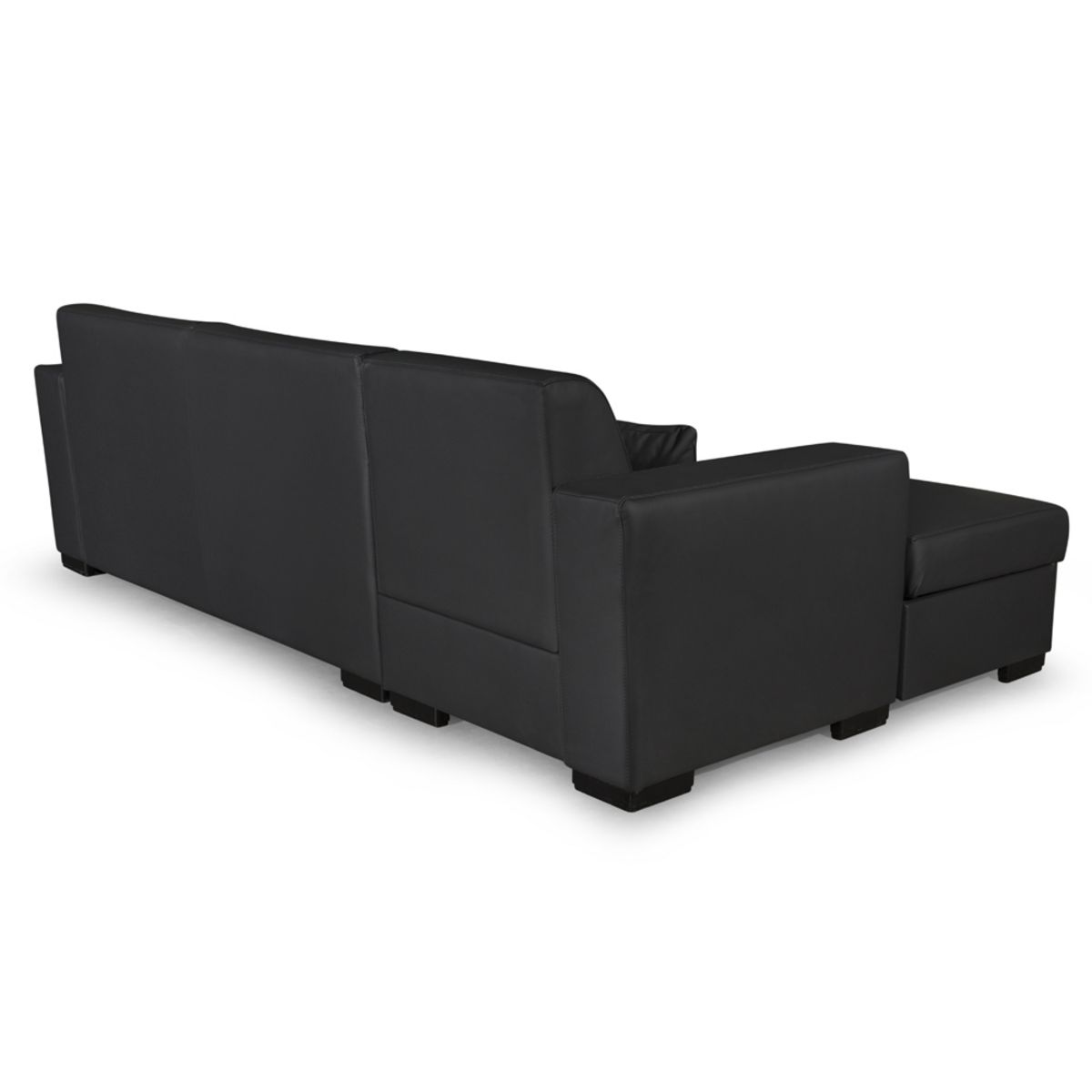Canapé d'angle gauche convertible 4 places avec coffre  de rangement revêtement tissu PU CARIBEA 