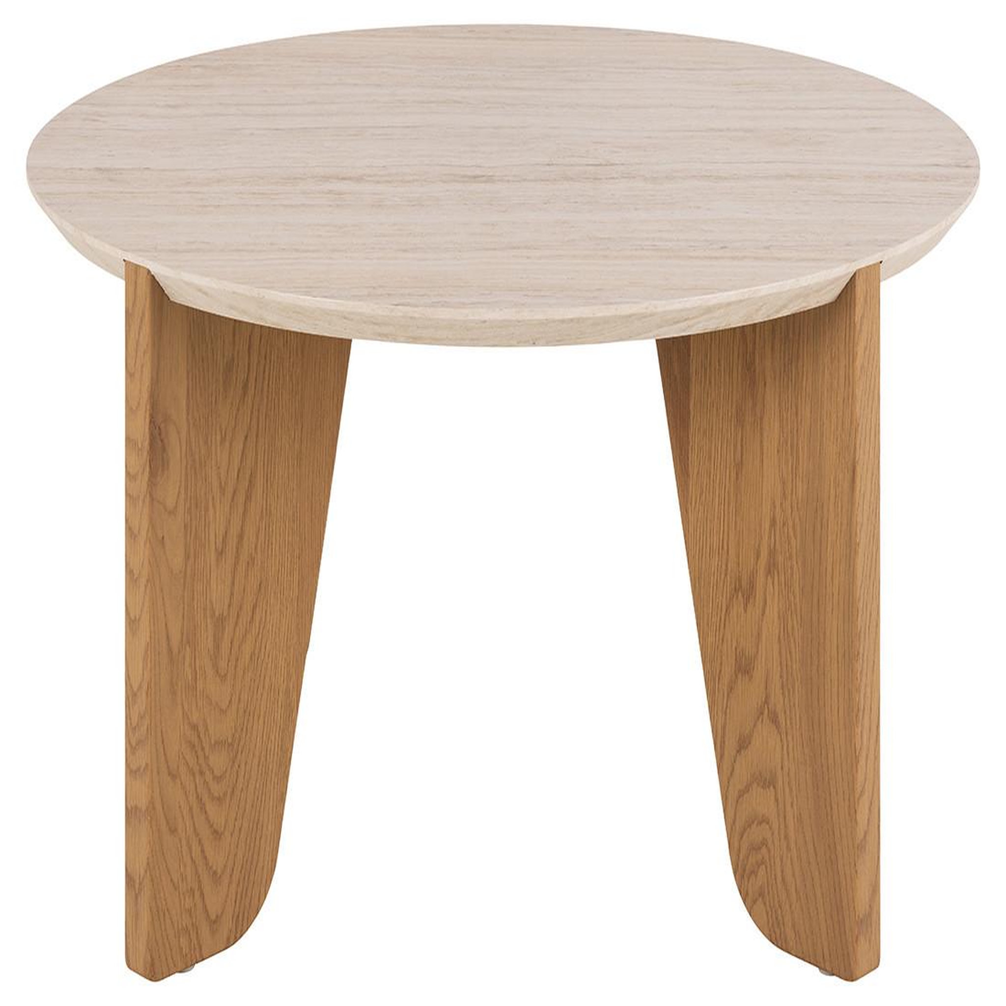 Voir la diapositive 1 : BEST MOBILIER Noeva - table basse - pieds en chêne - plateau effet travertin - 80 cm