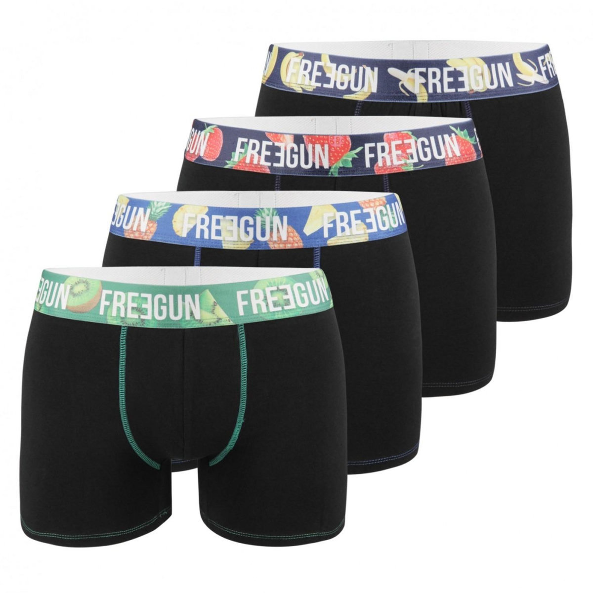 FREEGUN Lot de 4 Boxers homme Coton Bio Noir