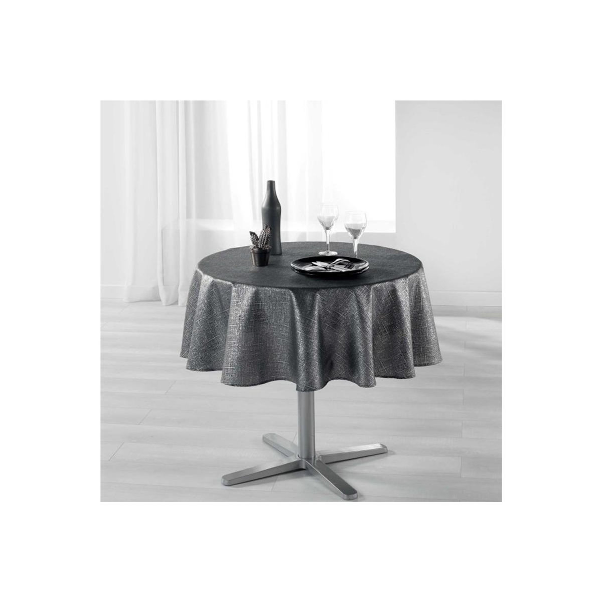 Paris Prix Nappe Ronde Imprimée  Palacio  180cm Anthracite