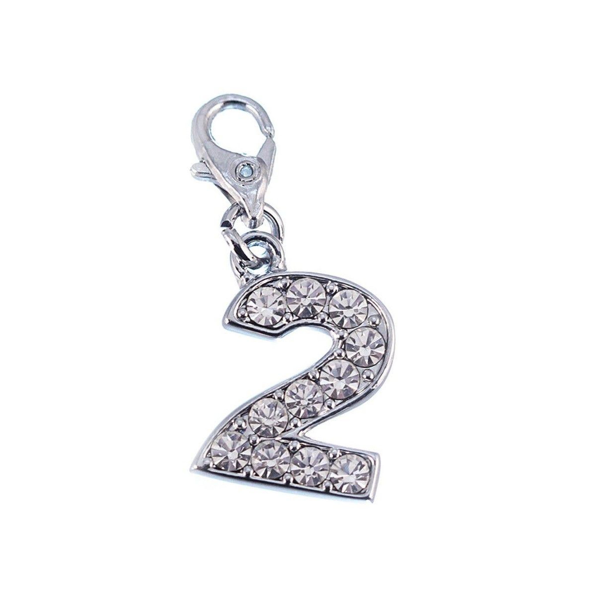 SC CRYSTAL Charm Chiffre 2 SC Crystal orné de Cristaux scintillants