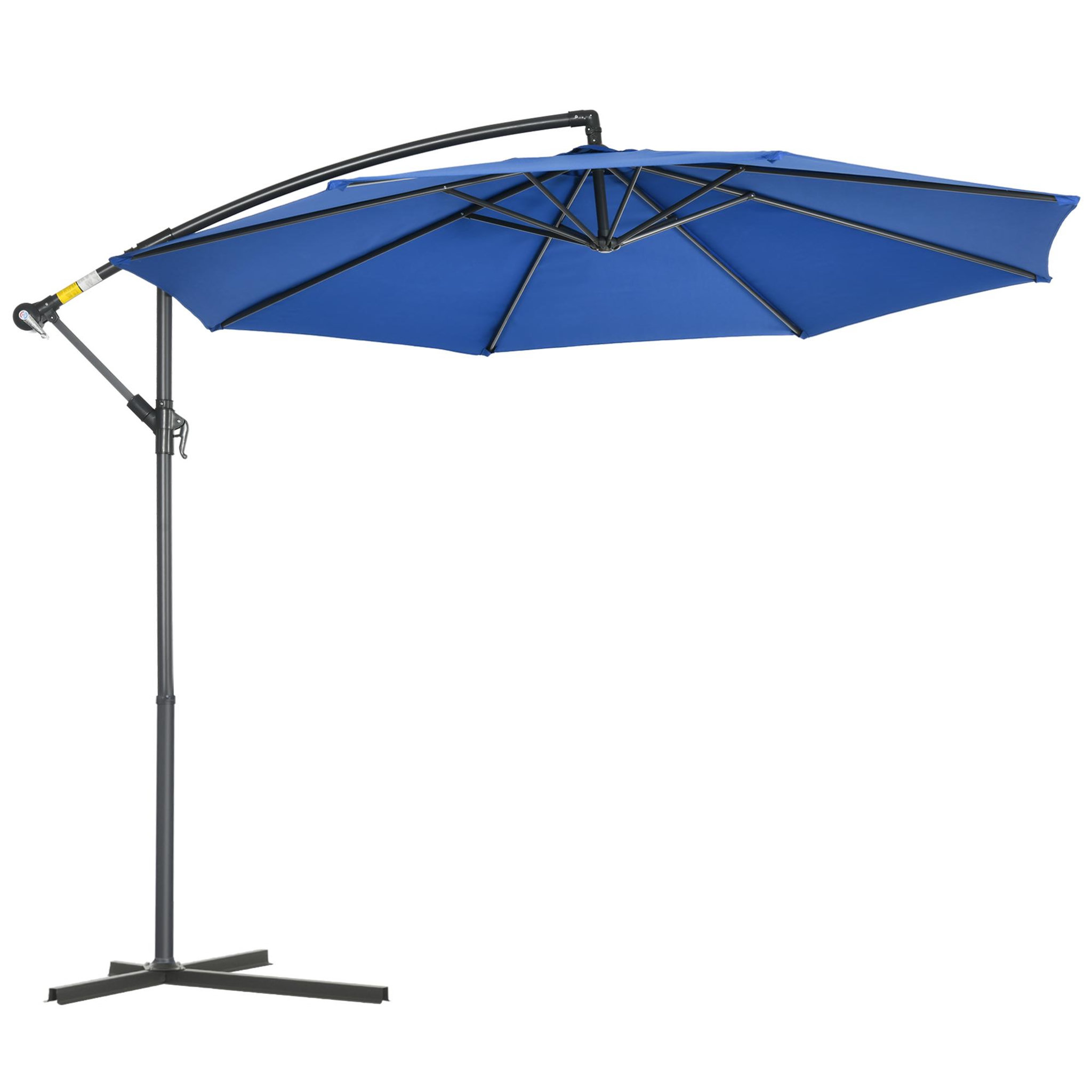 Voir la diapositive 1 : OUTSUNNY Parasol déporté octogonal inclinable rabattable diamètre 2,97 m parasol de jardin avec pied en croix bleu