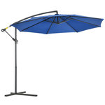 OUTSUNNY Parasol déporté octogonal inclinable rabattable diamètre 2,97 m parasol de jardin avec pied en croix bleu