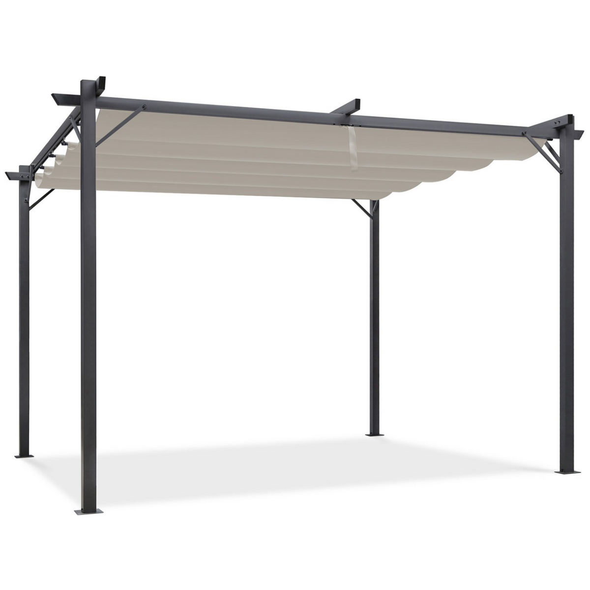ID MARKET Pergola toit rétractable 4 pieds 3x4 M tonnelle taupe