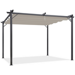 ID MARKET Pergola toit rétractable 4 pieds 3x4 M tonnelle taupe