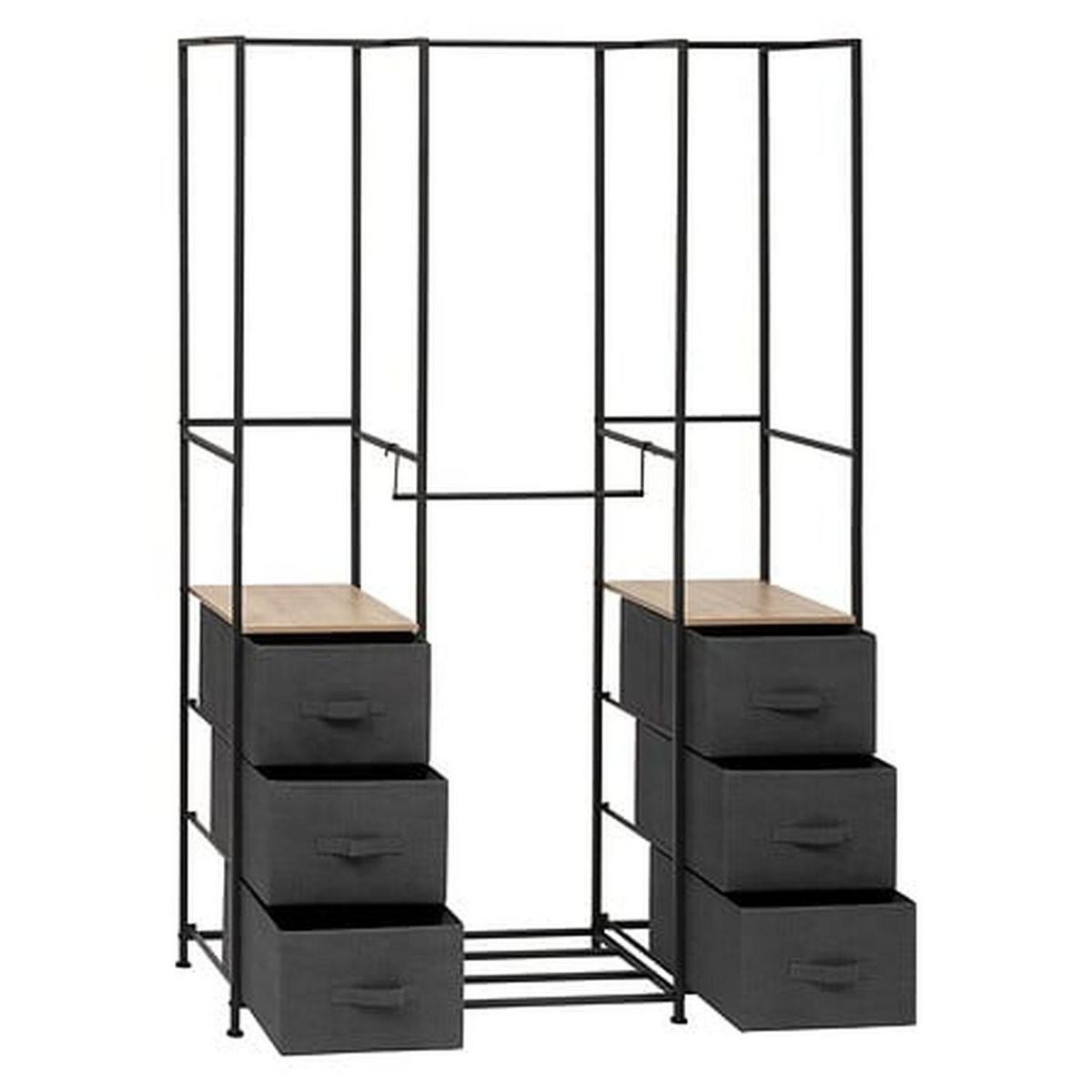 FIVE Penderie 6 tiroirs en tissu et métal TISSA - Gris