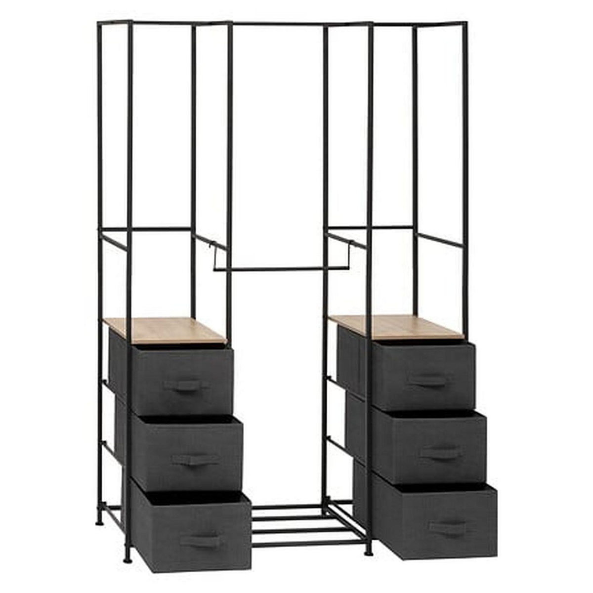 FIVE Penderie 6 tiroirs en tissu et métal TISSA - Gris