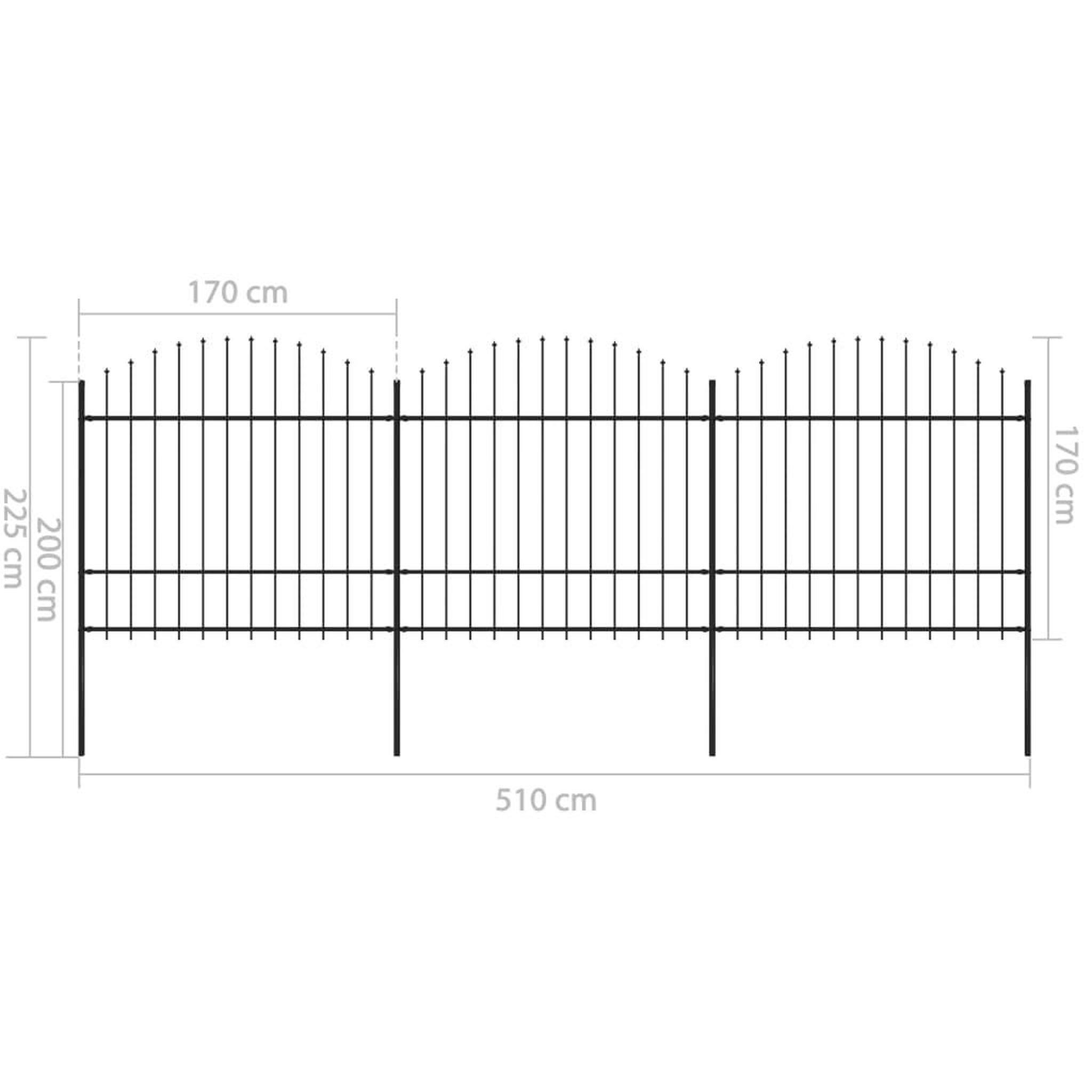 Voir la diapositive 6 : VIDAXL Cloture de jardin a dessus en lance Acier (1,5-1,75)x5,1 m Noir