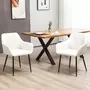 HOMCOM Chaises de visiteur design scandinave - lot de 2 chaises - pieds effilés métal noir - assise dossier accoudoirs ergonomiques lin crème