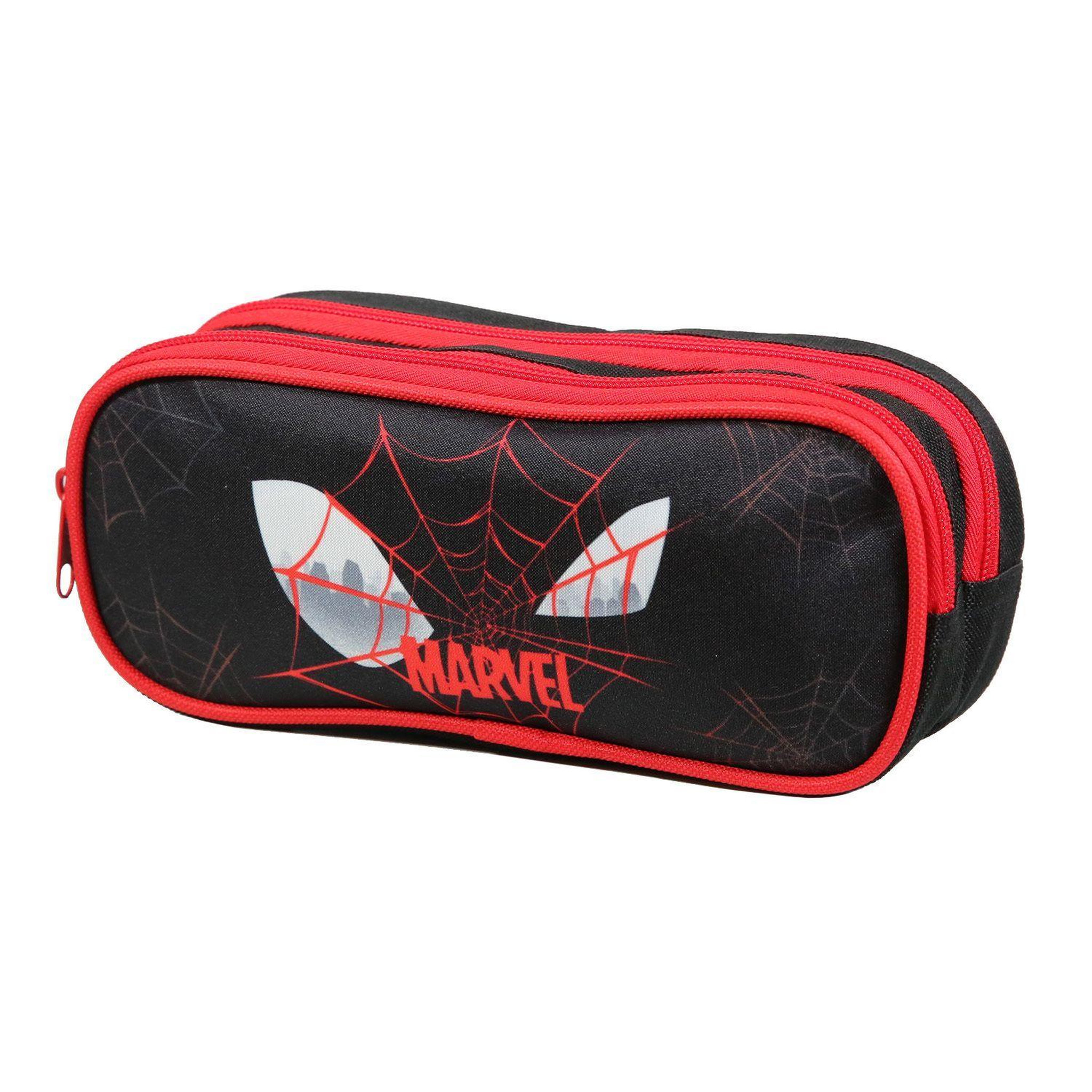Voir la diapositive 2 : Bagtrotter BAGTROTTER Trousse scolaire 2 compartiments Marvel Spiderman Noire