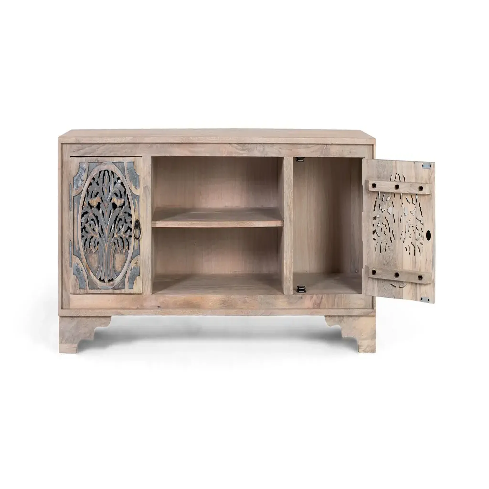 Voir la diapositive 2 : GINER Y COLOMER SL Meuble tv en bois de manguier 180 cm style ethnique sculpté