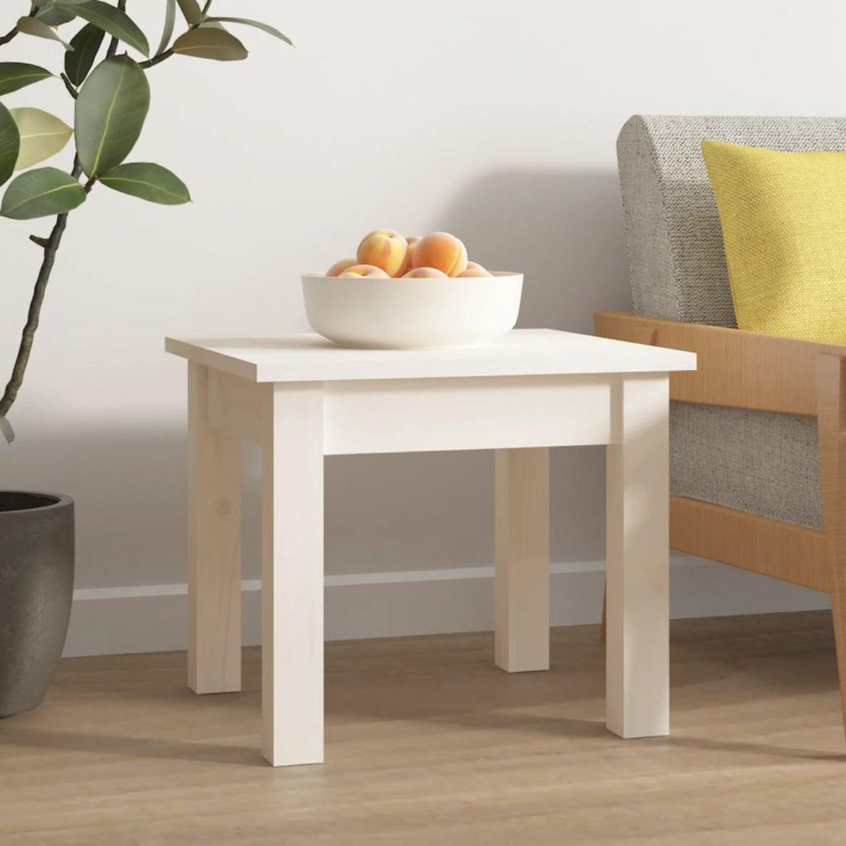 VIDAXL Table basse Blanc 35x35x30 cm Bois massif de pin