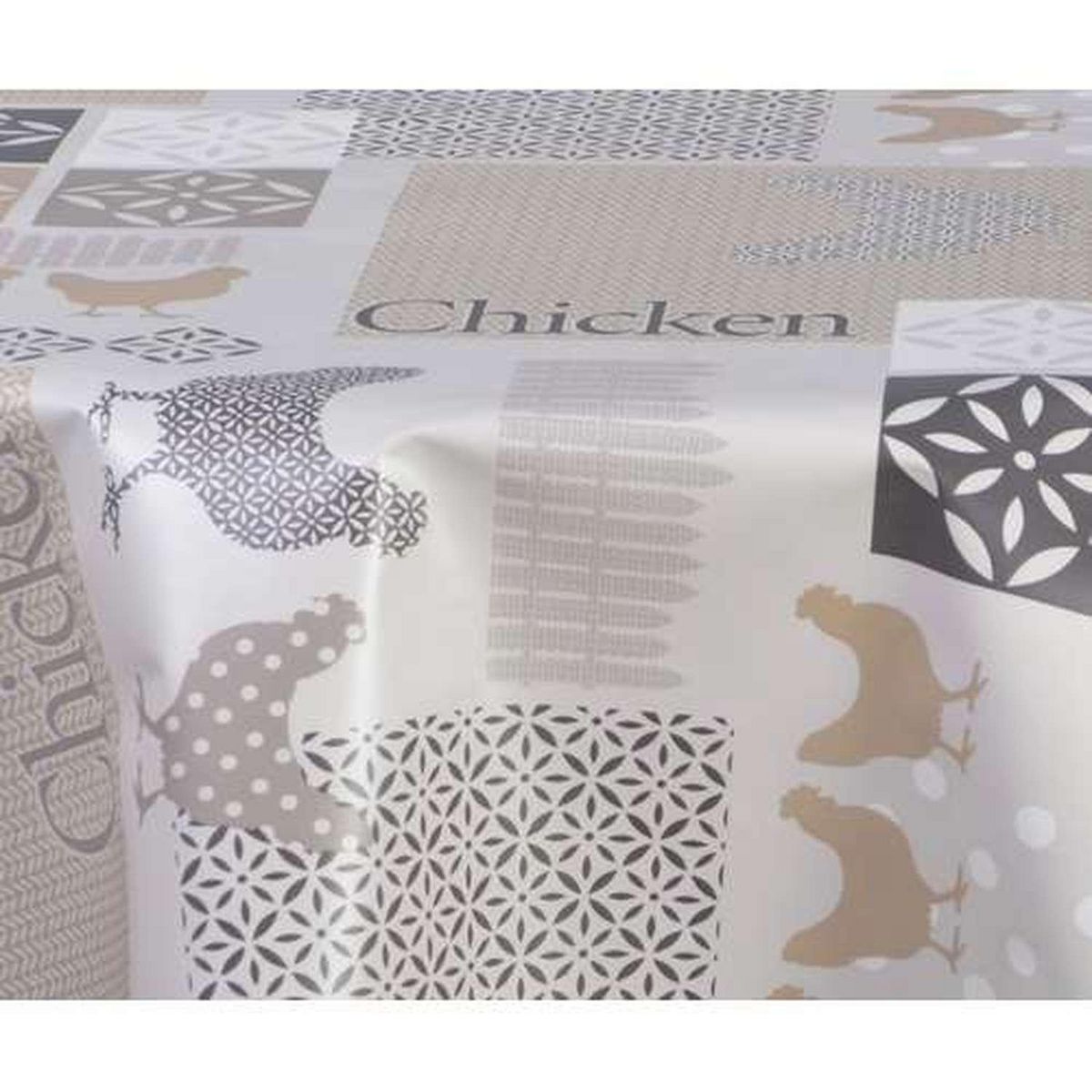TOILINUX Nappe en toile cirée ronde Baco - Diam. 150 cm - Taupe