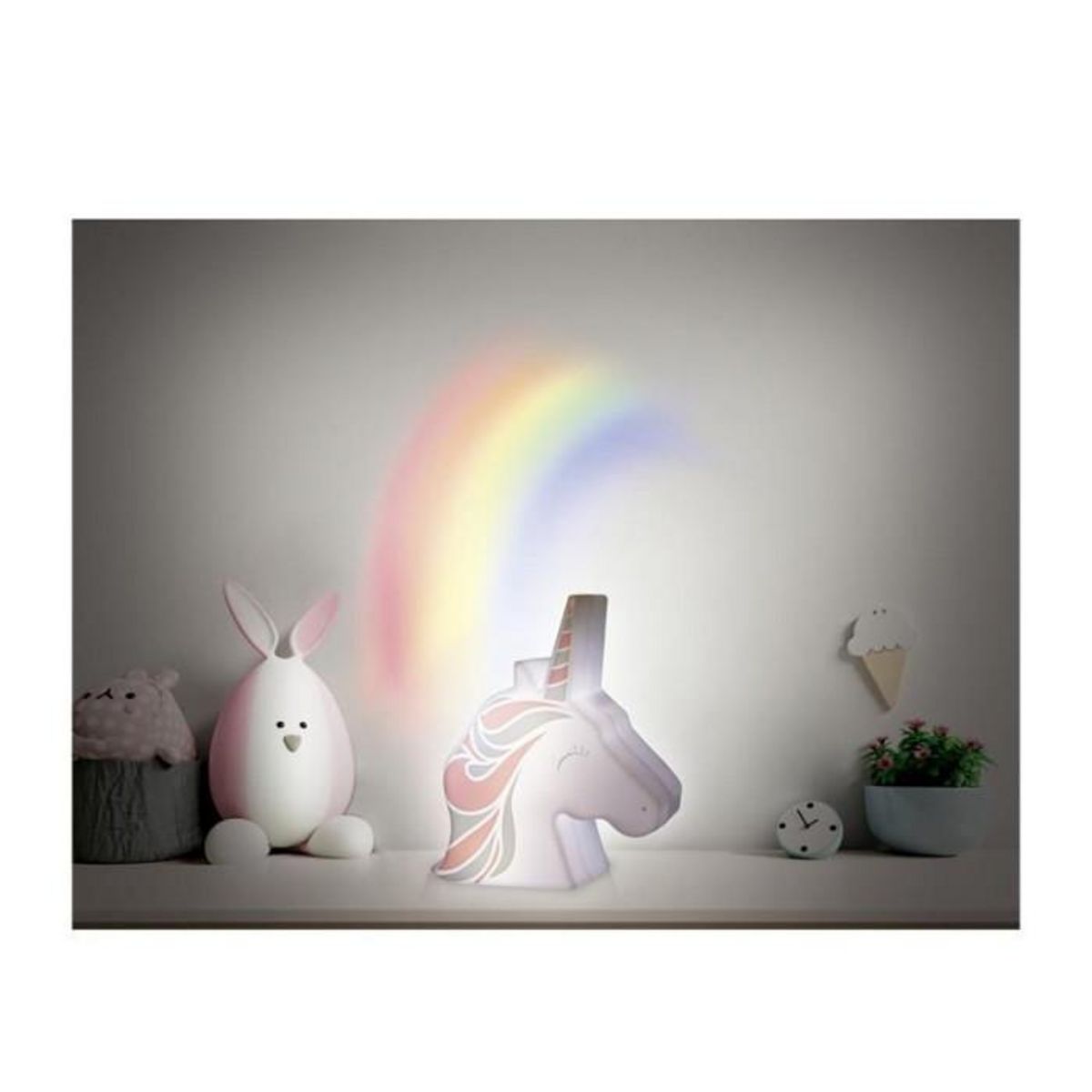 Paris Prix Veilleuse Projection Murale  Licorne  16cm Blanc