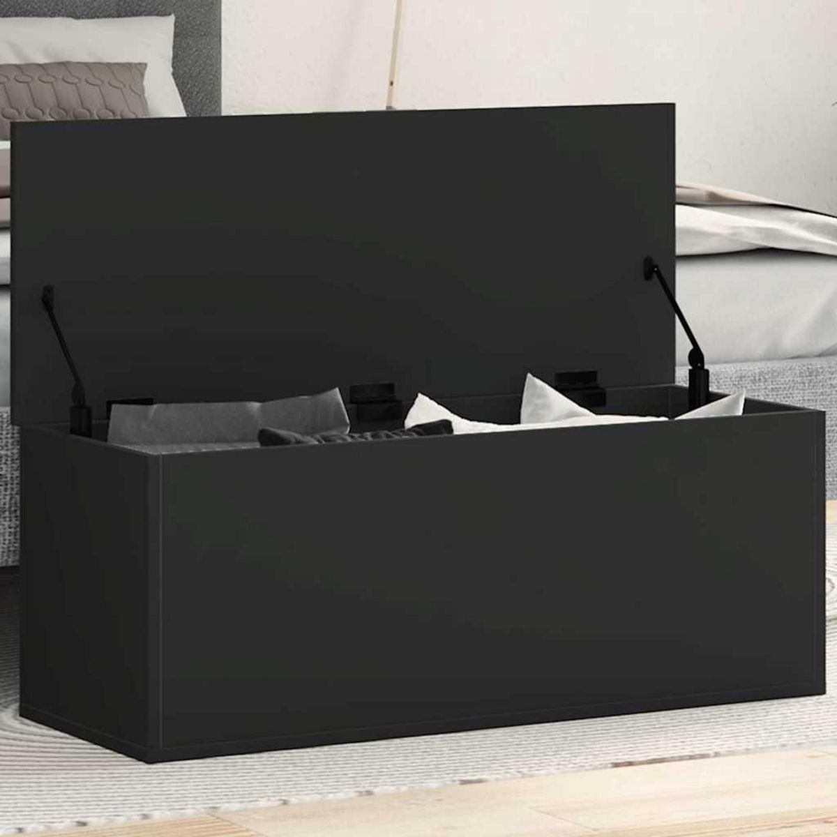 VIDAXL Boîte de rangement noir 90x35x35 cm bois d'ingenierie