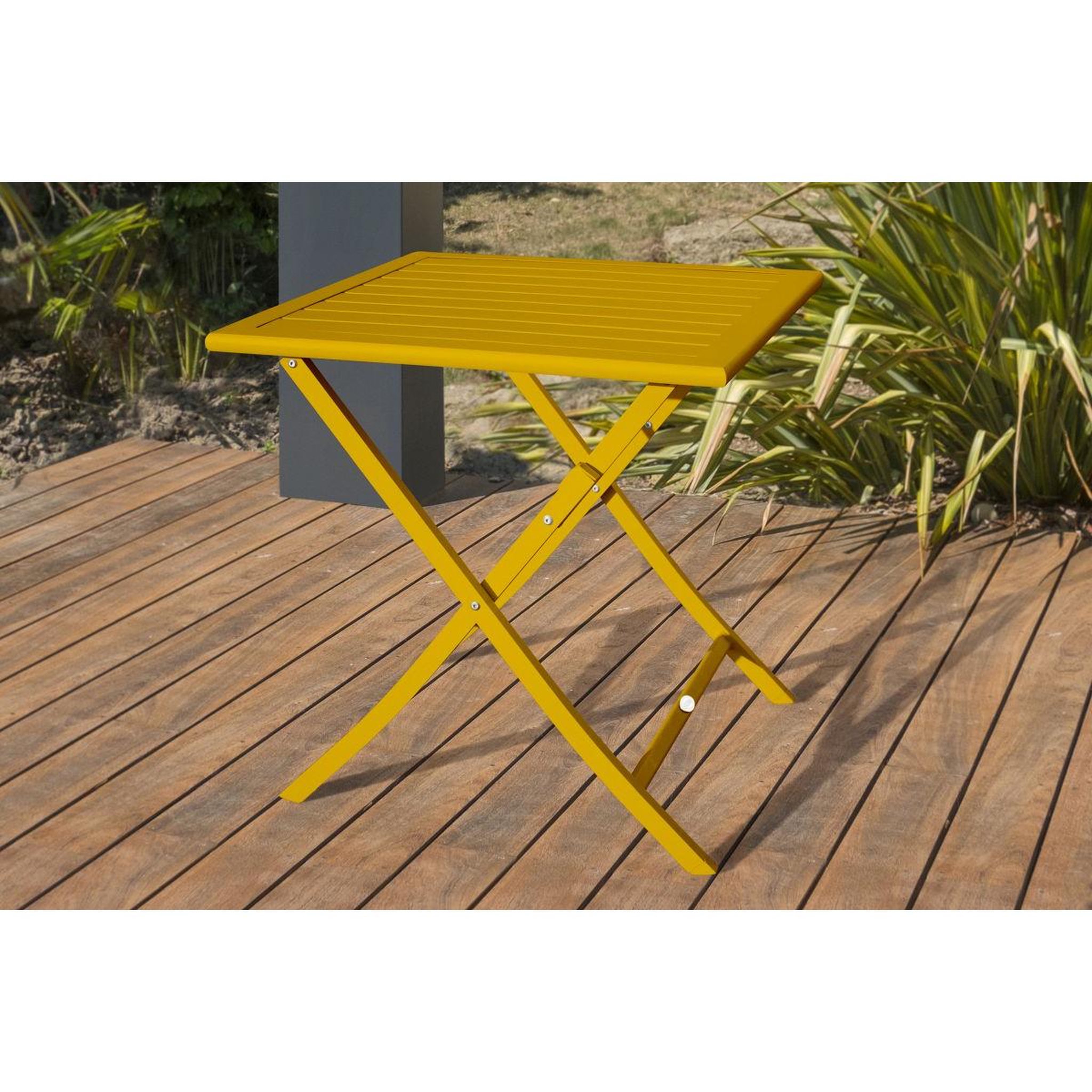 Voir la diapositive 2 : Paris Prix Ensemble table de jardin pliante & 2 chaises  marius  70cm moutarde