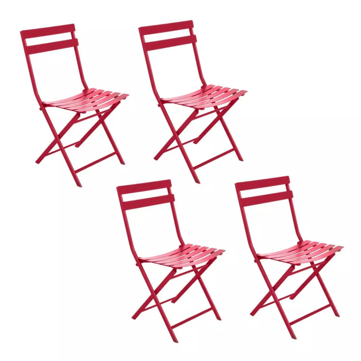 HESPERIDE Lot de 4 chaises de jardin pliables en métal Greensboro - Grenade