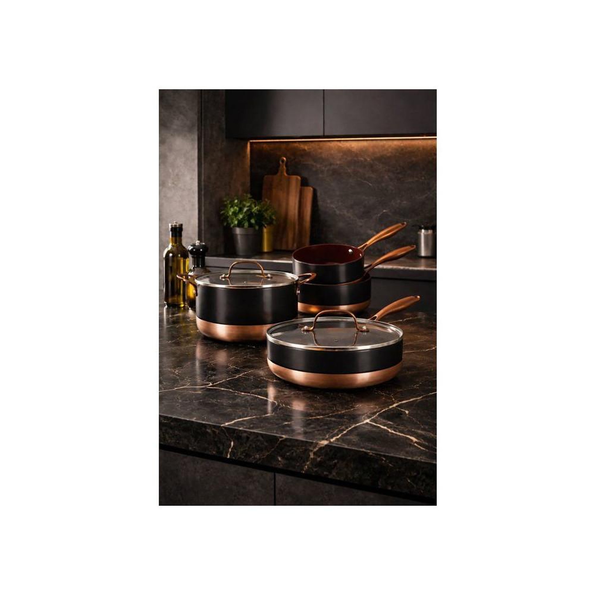Voir la diapositive 3 : MENASTYL Set de casseroles induction 13 pièces black copper avec poignées amovibles et revêtement antiadhésif céramique
