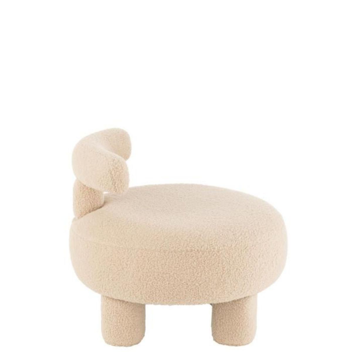 Paris Prix Pouf Bouclette Avec Dossier  Teddy  52cm Beige