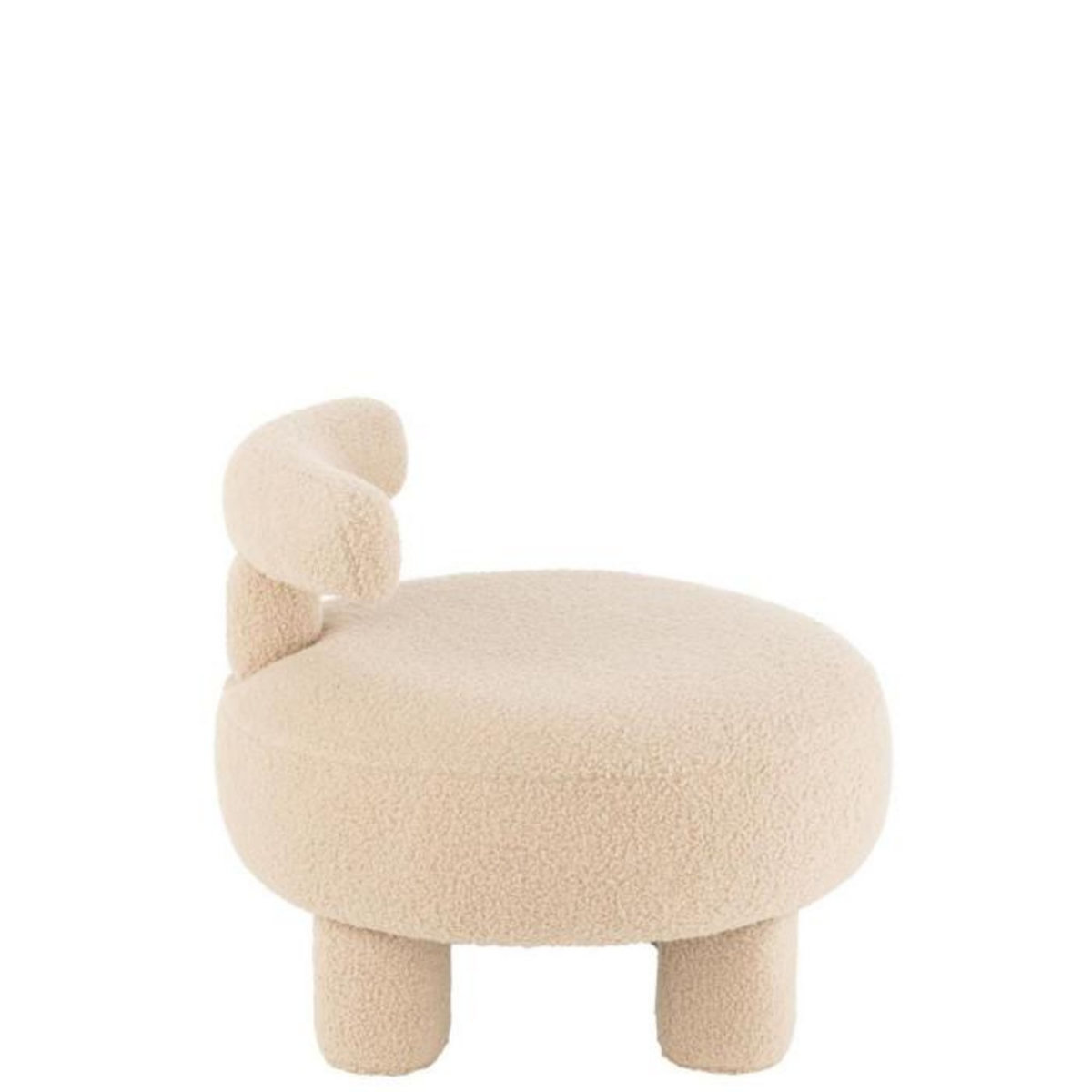 Paris Prix Pouf Bouclette Avec Dossier  Teddy  52cm Beige