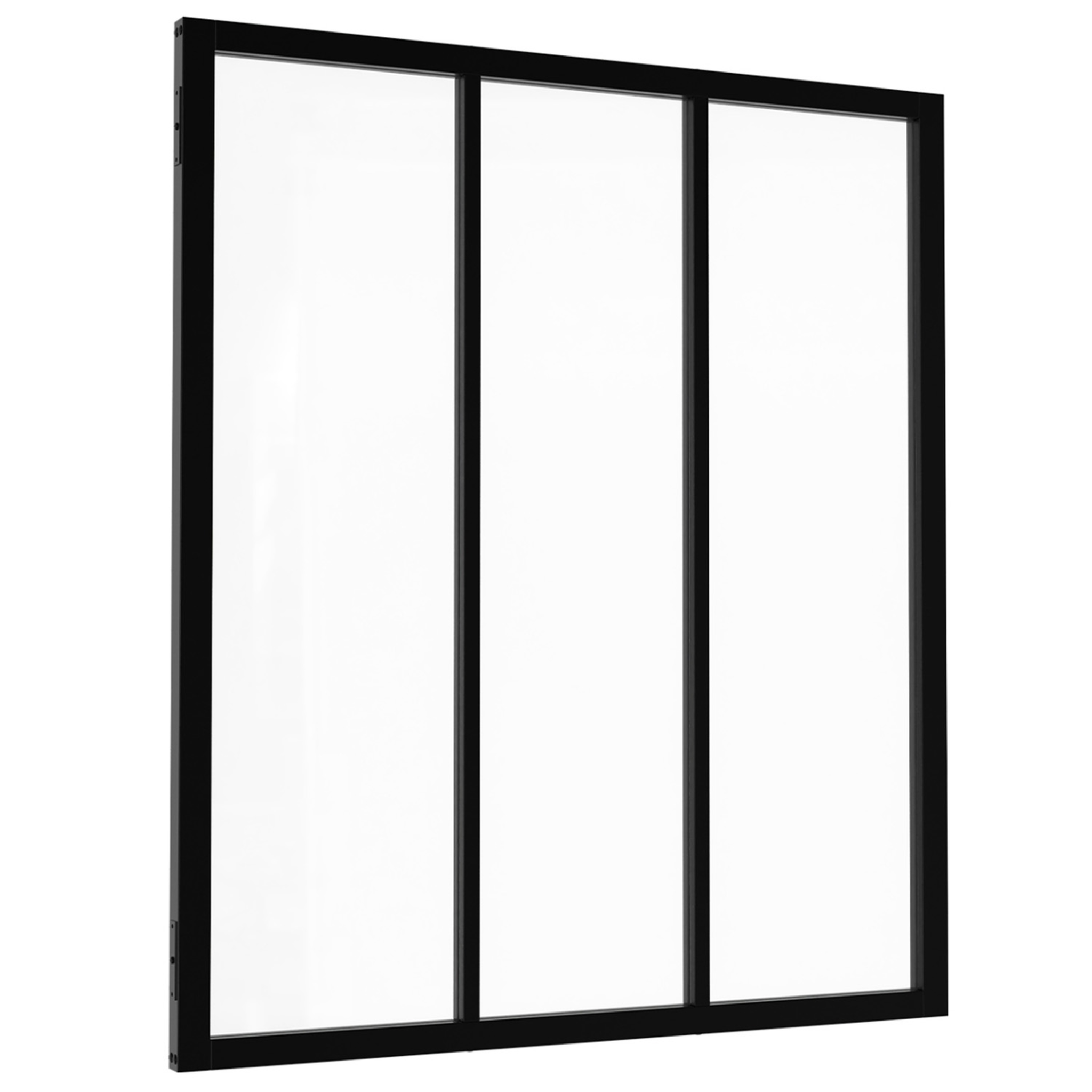 ID MARKET Verrière atelier 3 vitrages l. 93 x h. 108 cm en métal noir et verre trempé
