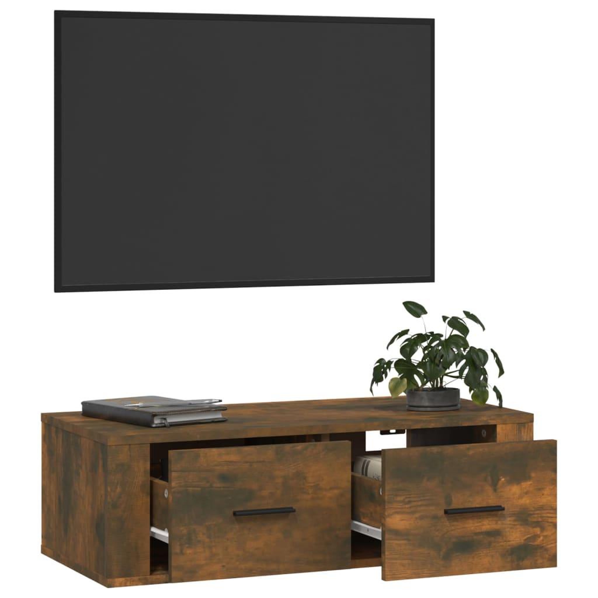 Voir la diapositive 5 : VIDAXL Armoire TV suspendue Chene fume 80x36x25 cm Bois d'ingenierie