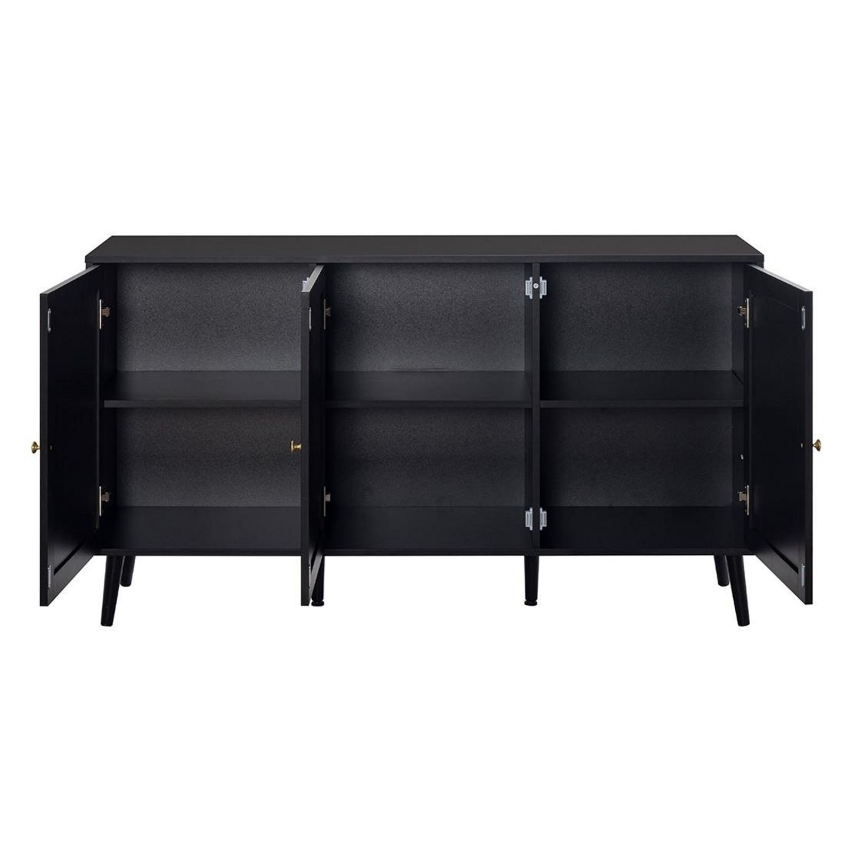 BEST MOBILIER Goto - buffet bas - noir et cannage - 140 cm