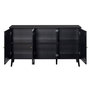 Voir la diapositive 2 : BEST MOBILIER Goto - buffet bas - noir et cannage - 3 portes - 140 cm